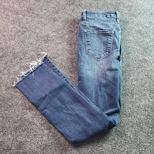 Kancan Jeans Womens Size 27 Distressed Skinny Crop Denim Pants Raw Hem